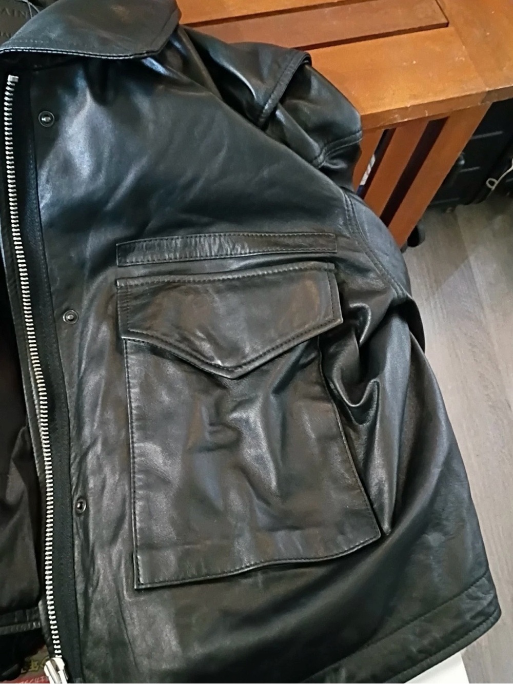 All Saints Clay oversized black leather jacket S - Picture 9 of 9